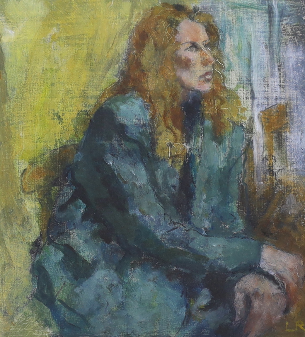 Lesley Robertshaw, oil on board, 'Unknown model 1995', initialled with Lewes Gallery label verso, 28 x 26cm